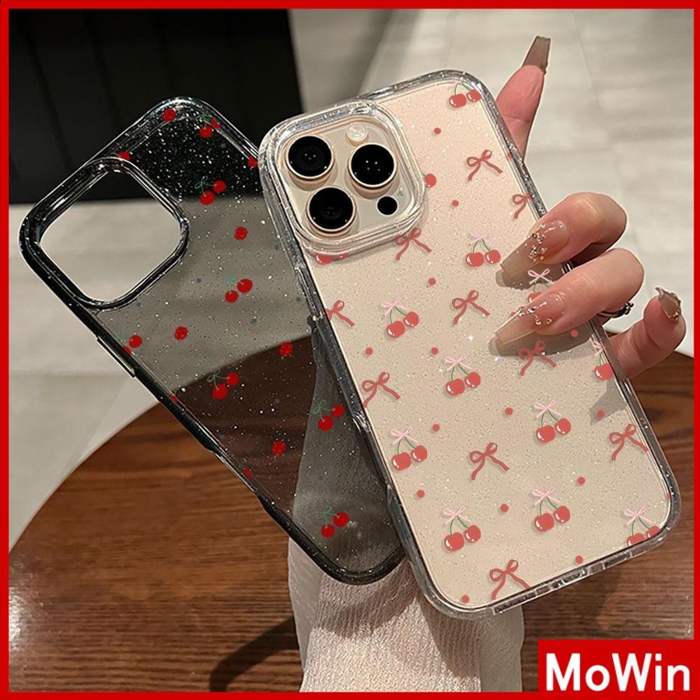 Movin - เคส iPhone 16 Pro Max iPhone 11 เคสใสแบบแวววาว TPU นุ่มสีสันสดใส เชอร์รี่น่ารักอร่อย Compatible iPhone15 Pro max 14 13 12 Pro max XS XR 7 Plus 8 Plus