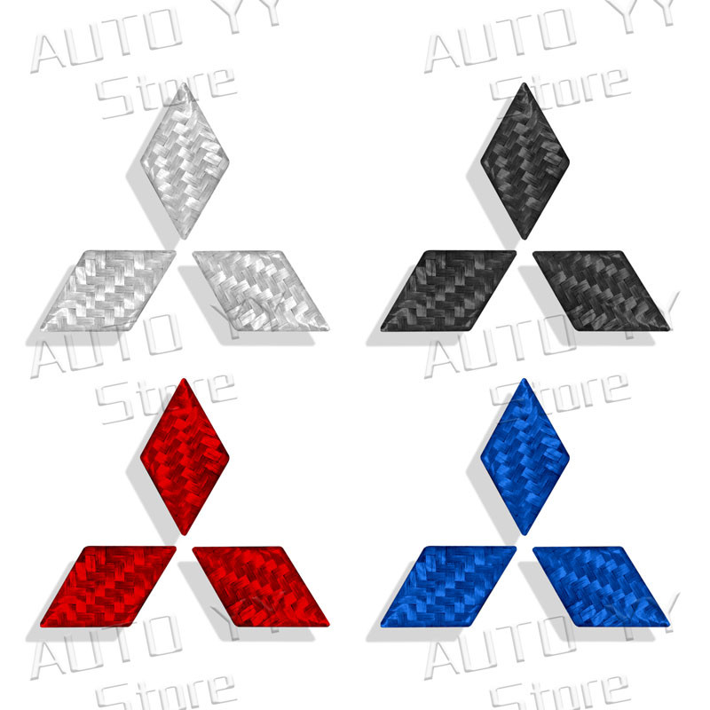 รถตกแต่งภายใน 1 PC คาร์บอนไฟเบอร์พวงมาลัยสติกเกอร์สัญลักษณ์สําหรับ Mitsubishi Outlander ASX Ralliart Lancer Pajero Decal อุปกรณ์เสริม