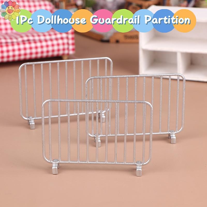 Gogo 1:12 ตุ๊กตาจําลองโลหะจราจรรั้วป้องกัน Railing Dollhouse Mini Station ตกแต่ง Micro ฉากก่อสร้าง Prop TH