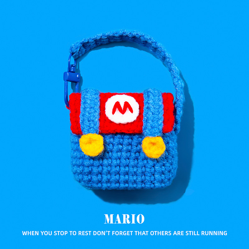 Mario กระเป๋าถือสําหรับ AirPods4 กรณี Plush หูฟังป้องกันกรณีสไตล์ใหม่สําหรับ AirPodsPro2 หูฟังป้องกันกรณีใช้งานร่วมกับ AirPodsPro กรณี AirPods2gen กรณี