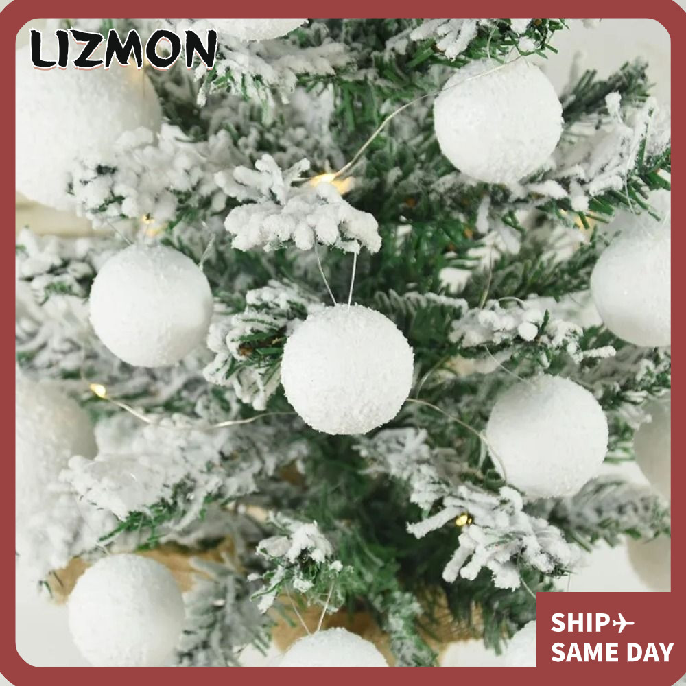 Lizmon เครื่องประดับต้นคริสต์มาส 6 ชิ้น, ลูกบอลคริสต์มาสปาร์ตี้โฟมสีขาว, อุปกรณ์วันหยุดงานแต่งงานแบบพกพา