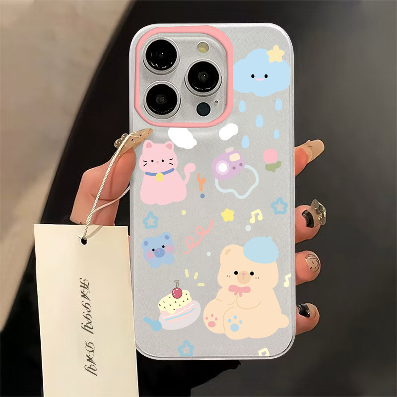 เคสโทรศัพท์มือถืออะคริลิคใส For iPhone 15 14 11 13 12ProMax X XS 7 8Plusตุ๊กตาหมีกันกระแทก ส่งจากไทยสินค้า