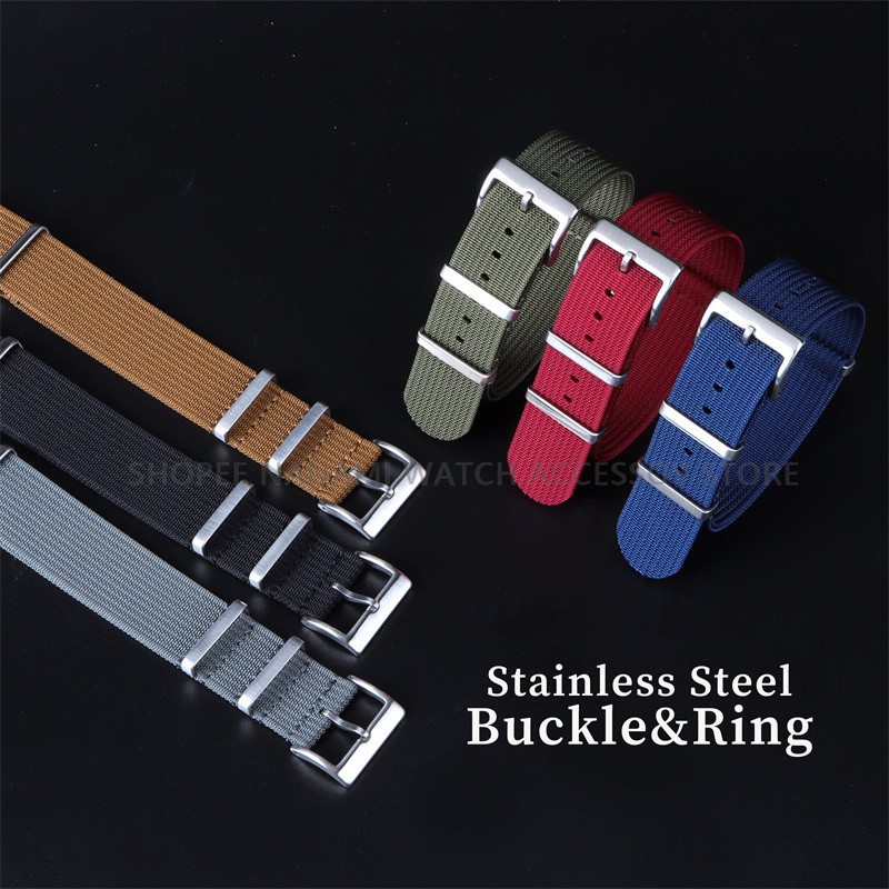 Universal ผ้าใบไนลอน NATO นาฬิกา 18 มม.20 มม.22 มม.สไตล์ทหาร One Loop กีฬาผ้าสร้อยข้อมือผู้ชายผู้หญิงสายรัดข้อมืออุปกรณ์เสริม