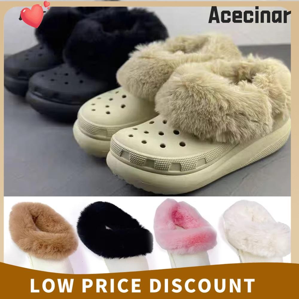 Acecinar 1 คู่ฤดูหนาว Warm รองเท้า, Clog Fur Lining เปลี่ยน Plush รองเท้า Pads, Clogs นุ่มหนาสําหรับผู้หญิงผู้ชายรองเท้าแตะ Plush Liner