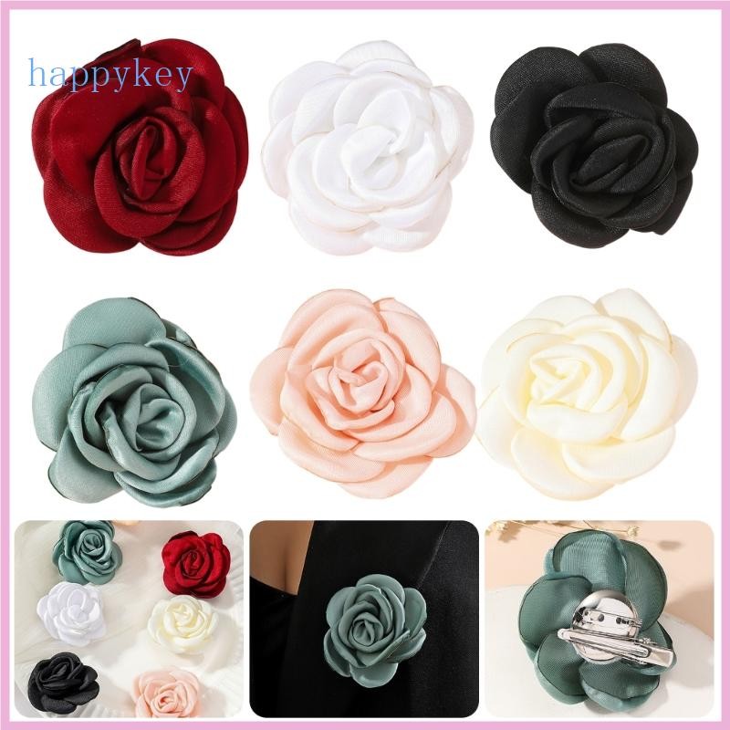 Hap Rose Flower Lapel Pin Retro Floral Fabric เข็มกลัดเทรนด์เสื้อผ้าอุปกรณ์เสริม