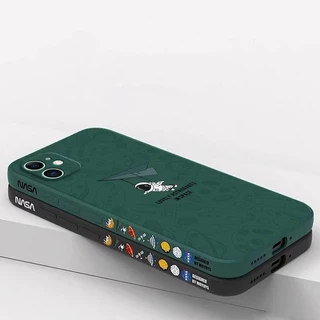 เคส iPhone 16 15 สีพื้น iPhone 11 13 12 15 ภาพประกอบอวกาศ เคสโทรศัพท์นักบินอวกาศ XTKR