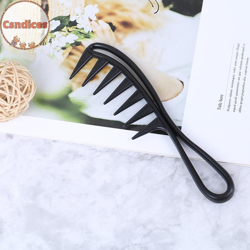 Csndices Shark Jumbo ฟันกว้างสีดํา Handle Grip หวีผมผู้ชาย Hairdressing ฟันหวี TH