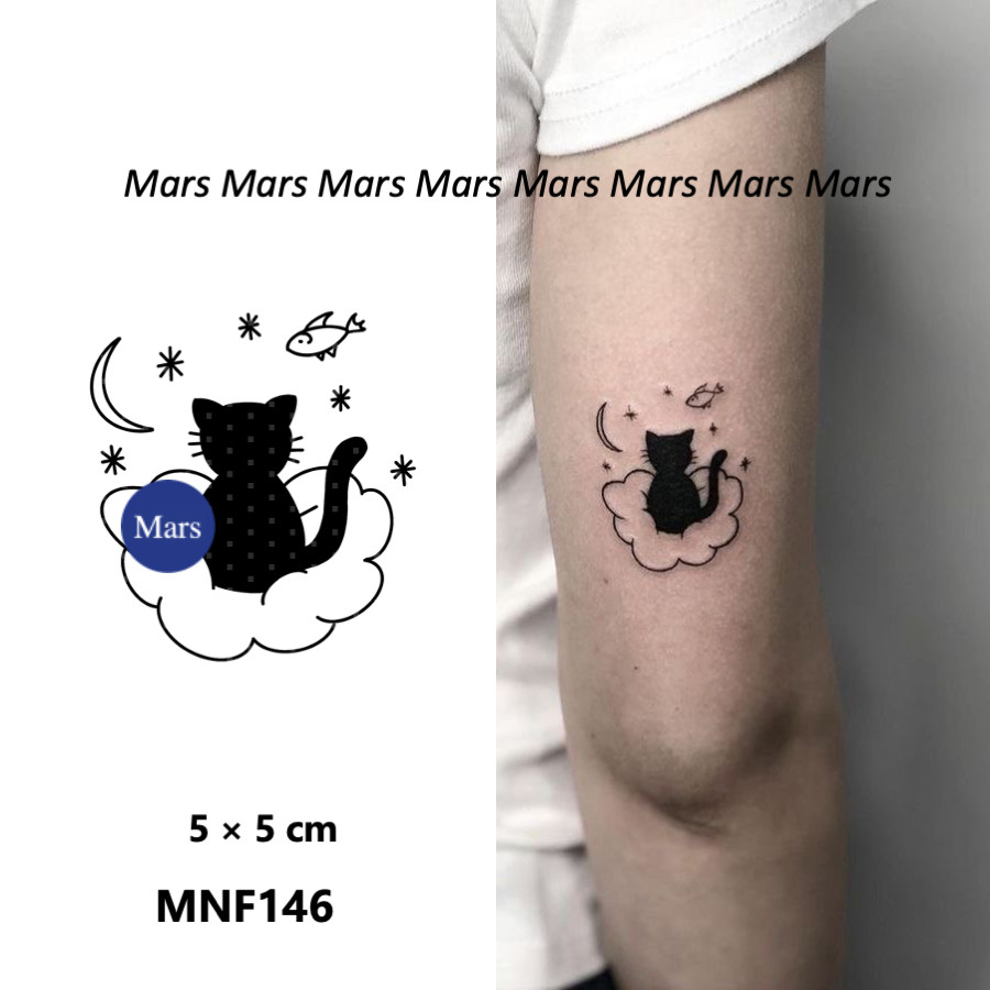 Mars Tattoo เทคโนโลยีเมจิก ติดทนนาน 2 สัปดาห์ รอยสักกึ่งถาวร ชั่วคราว สติ๊กเกอร์ สักปลอม Moon Cloud CA, MNF146