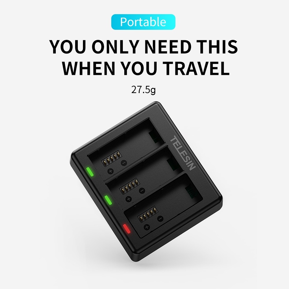 GoPro 13 Telesin 3 Channel Charger แท่นชาร์จ ที่ชาร์จ มีไฟแสดงสถานะ ประกัน 1 ปี อุปกรณ์เสริมโกโปร By Aquapro