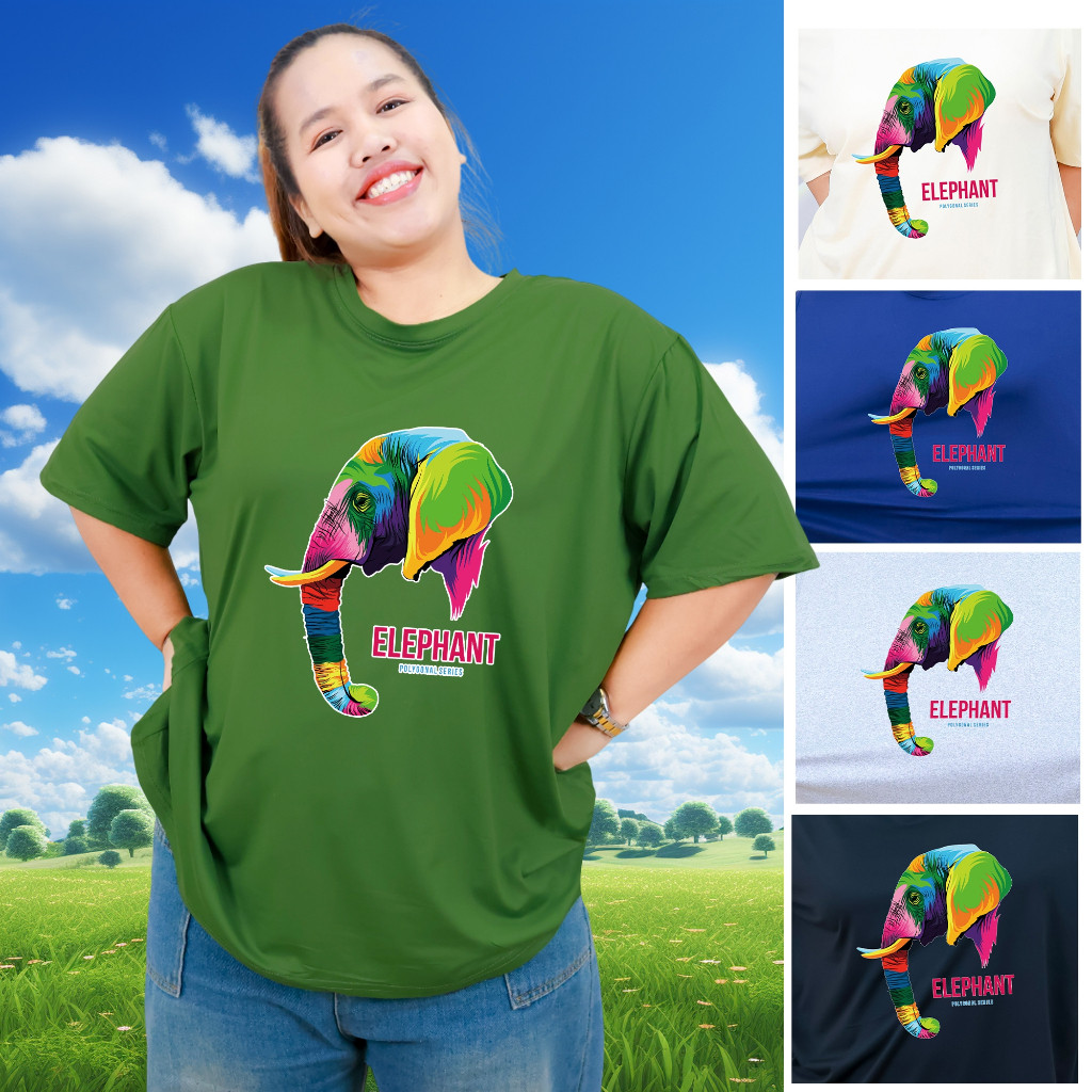 เสื้อยืด ไซส์จัมโบ้ คอกลม แขนสั้น อกยืดได้ถึง 62 นิ้ว สกรีนลายการ์ตูนช้าง ผ้าคอตตอนผสม tb835-img-55