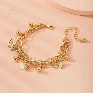 COD💖สร้อยข้อมือรูปผีเสื้อ จี้ผีเสื้อ สร้อยข้อมือกำไล เครื่องประดับ กำไลข้อมือผู้หญิง สไตล์เกาหลี หรูหราของขวั-Lune