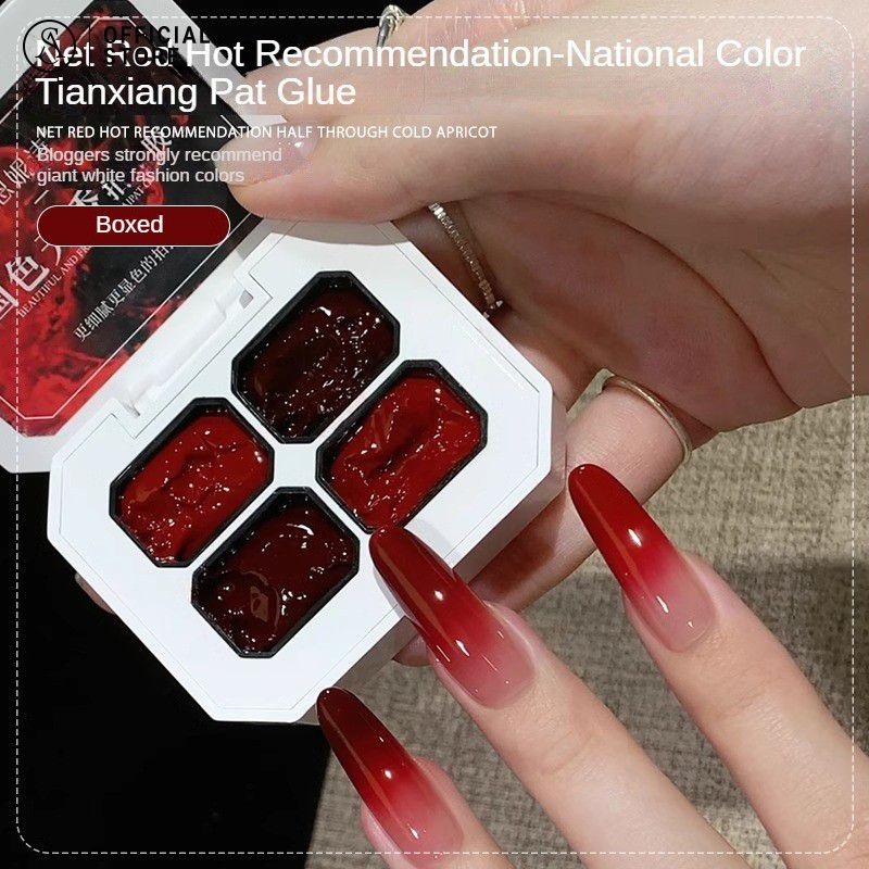 Annies สีเจล 4 สี กาวเล็บตบสีแดงเข้ม ยาทาเล็บเจลภาพวาดไล่ระดับสีความอิ่มตัวสูง สีทาเล็บเจล กาวยาทาเล็บ