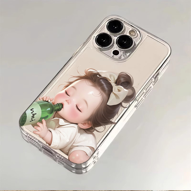 SAMSUNG น่ารักเมาสาวเคสโทรศัพท์สําหรับsamsung A06 A16 A15 A55 A35 A54 A26 A05 A34 A36 A14 A52 A53 A23 A56 A51 A13 Creative Little Girl ClearกันกระแทกTPU Soft Cover - รูปที่ 7