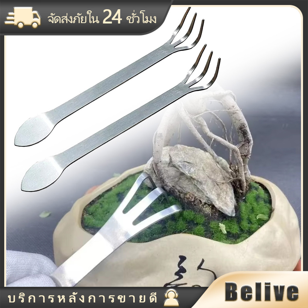 3ชิ้น ตะเกราสางราก 22ซม.คราดพรวนดิน ที่สางราก แบบสแตนเลส อุปกรณ์ทำสวน ต้นไม้จิ๋ว บอนไซ
