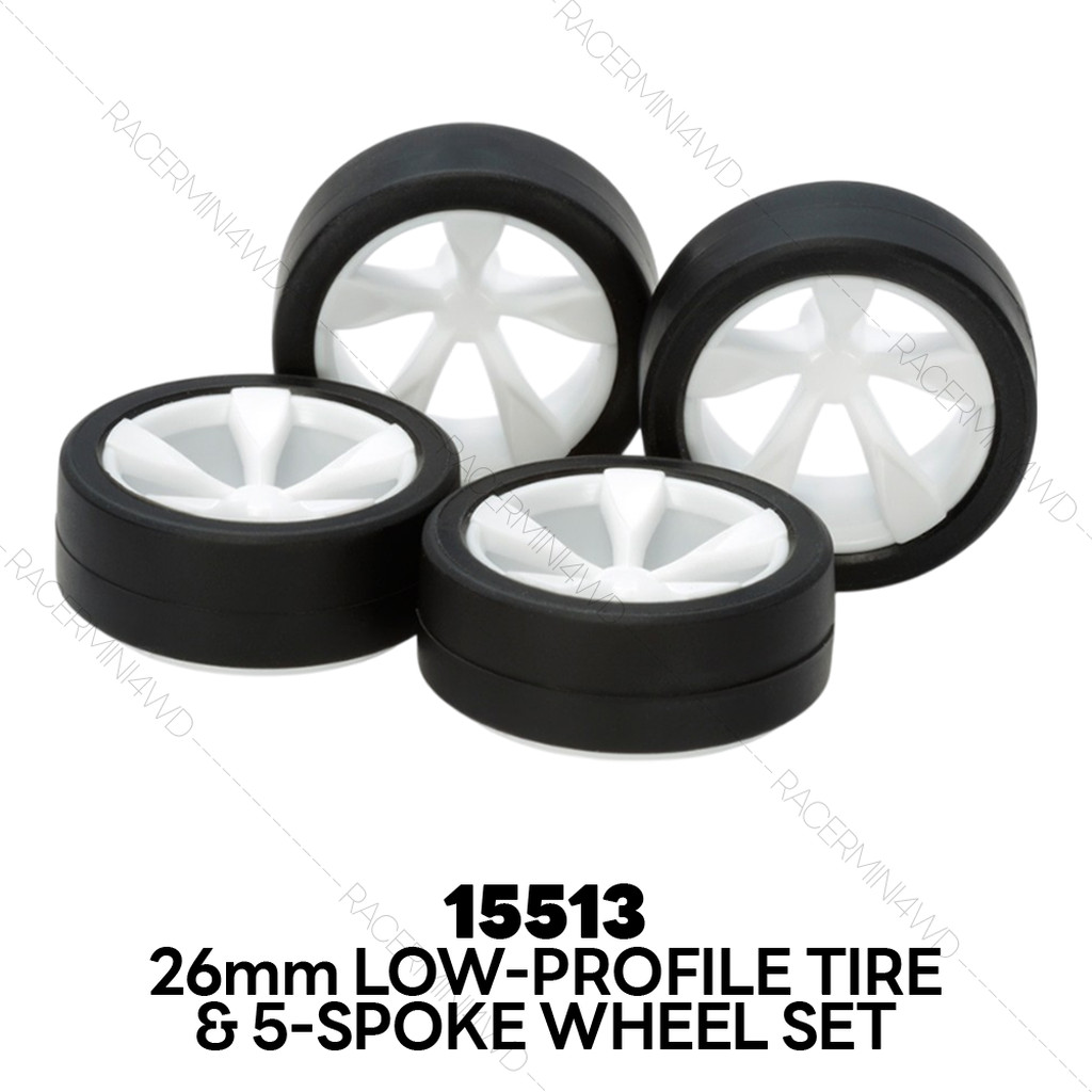 TAMIYA 15513 26mm Low-Profile Tire & Wheel Set (5-Spoke)