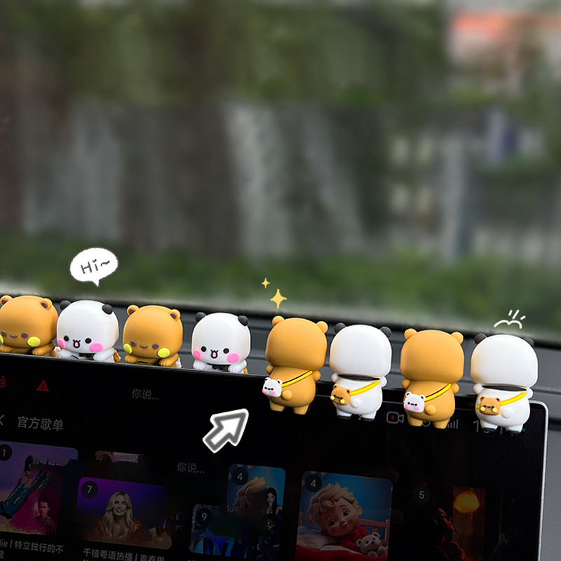 Bubu Dudu Panda Bear คอนโซลกลางรถ Navigator หน้าจอโกหกมินิสัตว์ตกแต่งคอมพิวเตอร์จอแสดงผลรุ่นของเล่น
