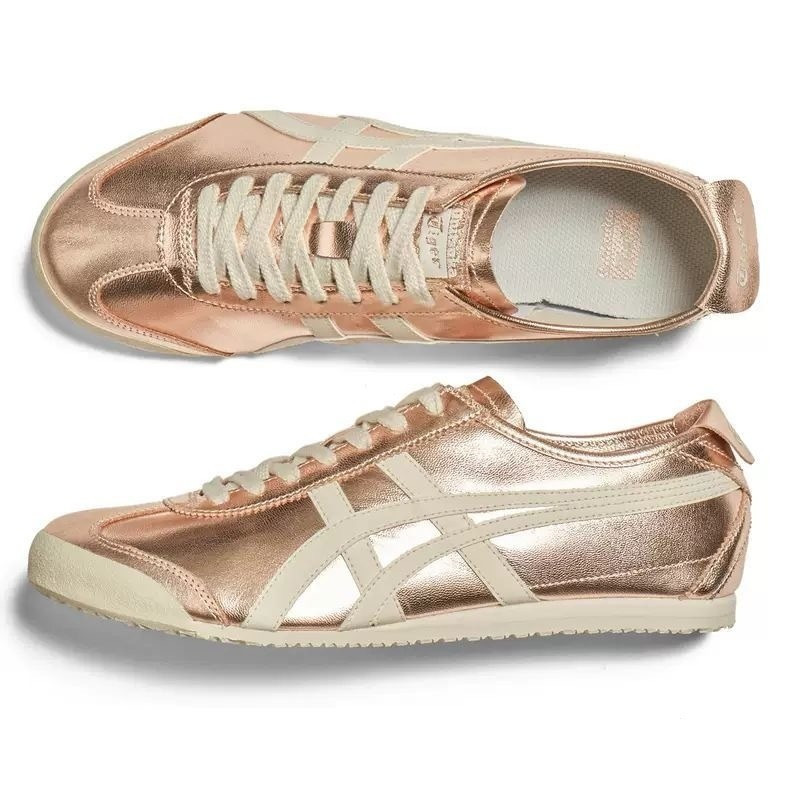Onitsuka Champagne Gold Mexico 66 รองเท้าผ้าใบรองเท้าลําลองผู้ชายผู้หญิง