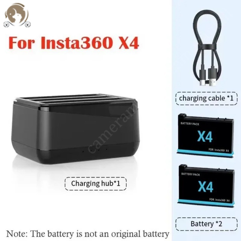 สําหรับ Insta 360 X4 2500mAh แบตเตอรี่ลิเธียมแบบชาร์จไฟได้, เครื่องชาร์จแบตเตอรี่ 3 ช่อง Amagisn