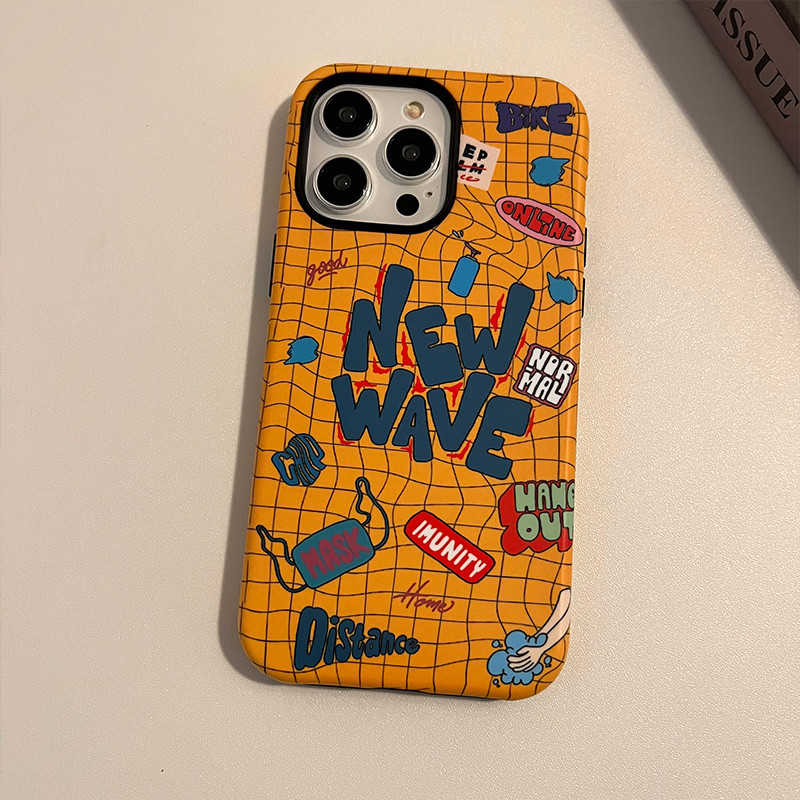 เคสโทรศัพท์ลายการ์ตูนสไตล์อินอินเทรนด์ 2-in-1 เข้ากันได้กับ iPhone 15 Pro Max, Apple 16 14 Plus 11/12/13 Pro Max, เคสป้องกันกันกระแทกใหม่