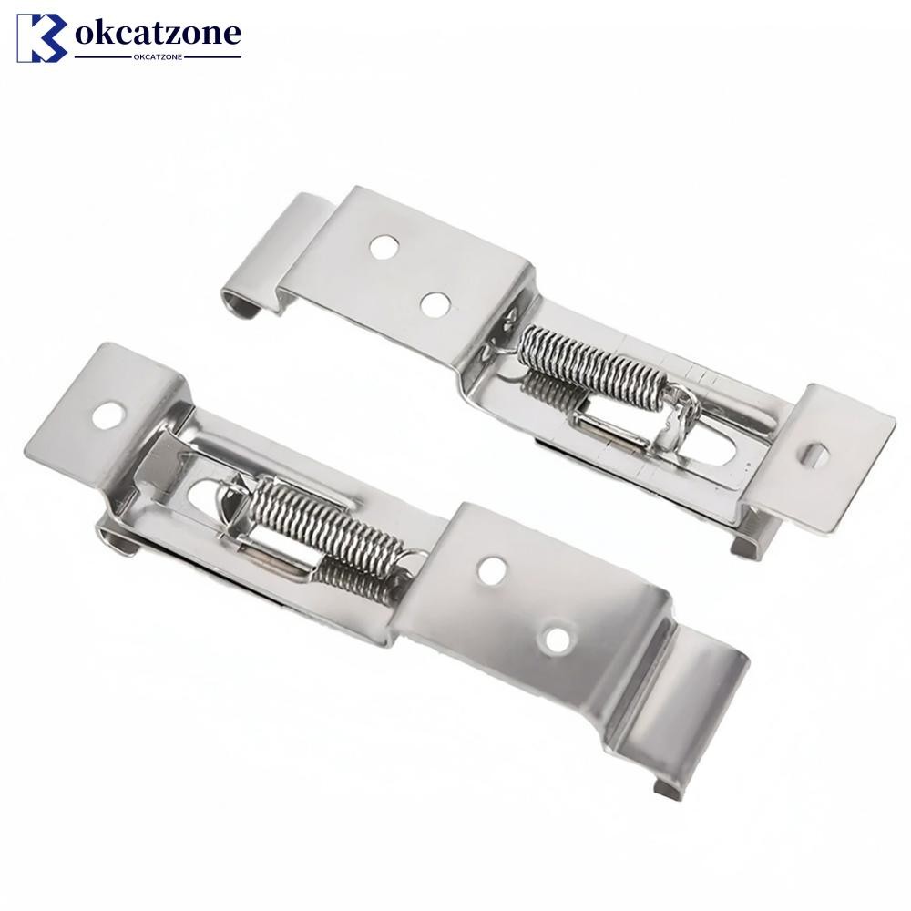 Okcatzone 2 ชิ้นสแตนเลสรถสี่เหลี่ยมผืนผ้าป้ายทะเบียนฤดูใบไม้ผลิโหลดวงเล็บรถยนต์กรอบผู้ถือ Clamps Tra