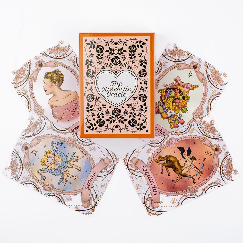 The Rosebelle Oracle การ์ด 65 การ์ดเวอร์ชันภาษาอังกฤษ Tarot Deck Divination Party Edition Deck Board เล่นเกม