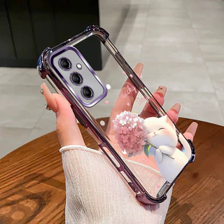 SAMSUNG สําหรับSamsung A15 A16 A26 A25 A35 A55 4G 5Gเคสโทรศัพท์Lucky Catสี่มุมซิลิโคนTPUโปร่งใสSoft Shell XYM