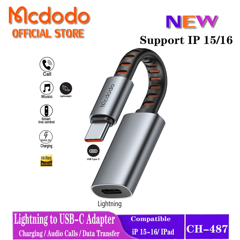 Mcdodo OTG อะแดปเตอร์เสียง Lightning เป็น USB-C รองรับเกมไมโครโฟน Calling สําหรับ iP 16 Pro Max 15 CA-487