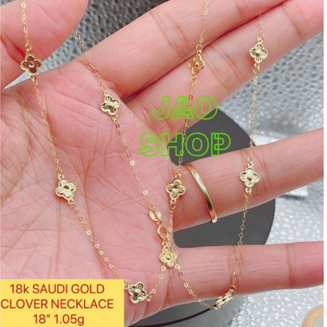 PAWNABLE 18k SAUDI GOLD CLOVER NECKLACE & BRACELET