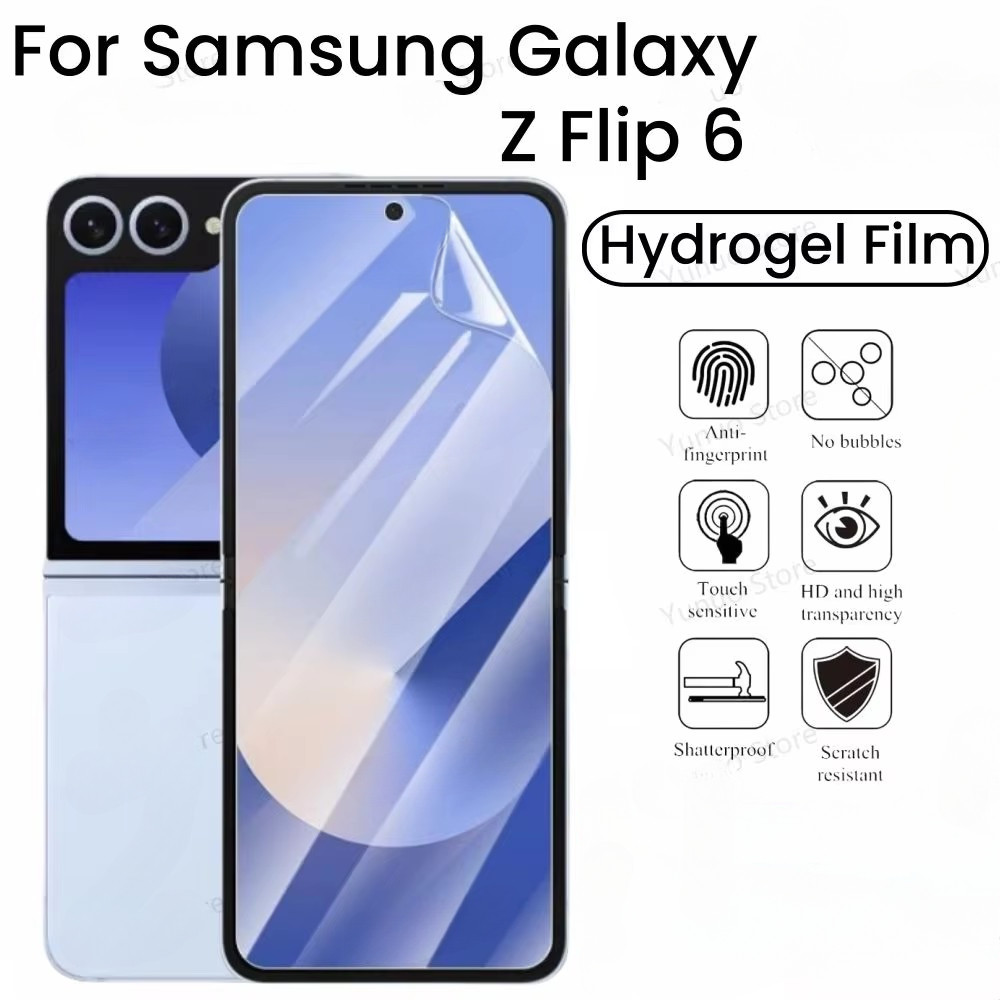 ฟิล์มไฮโดรเจลสําหรับ Samsung Galaxy Z Flip 6 ตัวป้องกันหน้าจอด้านหลังด้านหน้าสําหรับฟิล์ม Samsung Ga