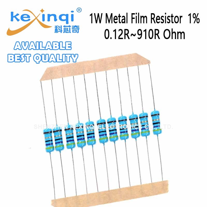 (20 ชิ้น) 1W ตัวต้านทานฟิล์มโลหะ 0.12R~910R 1% 0.22R 1R 10R 100R 2.2R 22R 47R 3.3R 5.1R 330R 120R 150R 220R 470R 510R Ohm Resistance