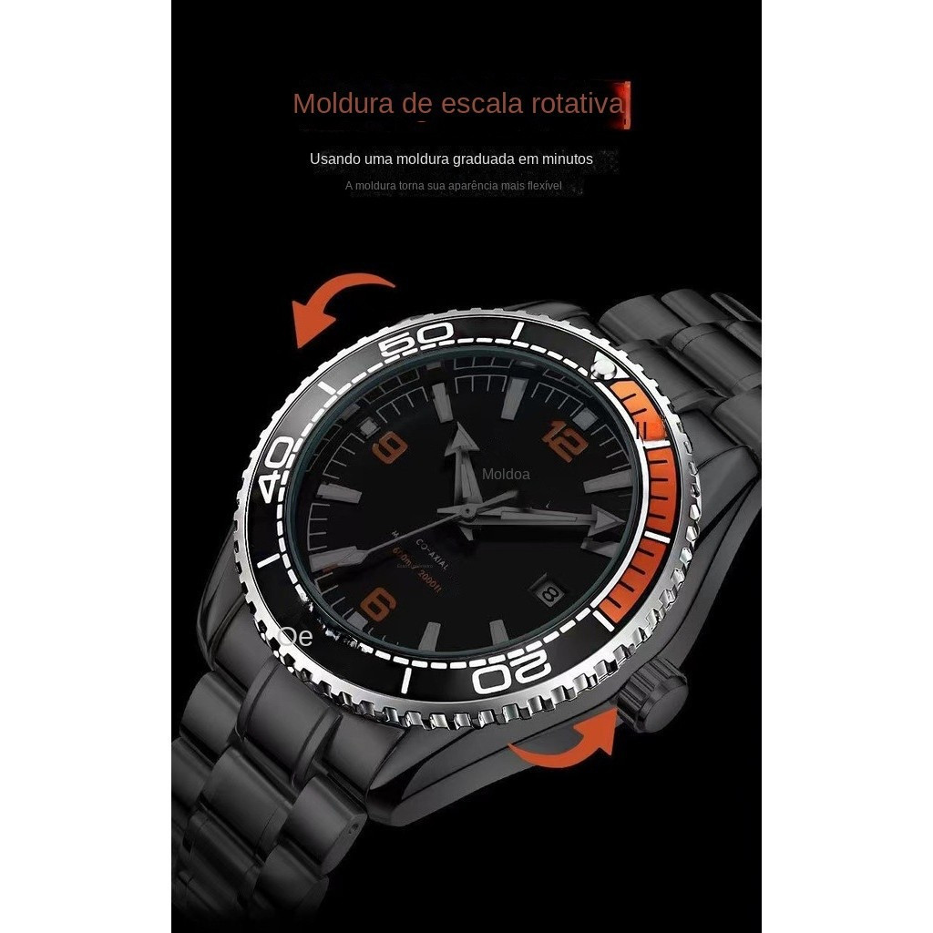 ฮิปโปแคมปัส 600นาฬิกามัลติฟังก์ชั่ควอตซ์อัตโนมัตินาฬิกากันน้ําควอตซ์ปฏิทินเรืองแสง - รูปที่ 5