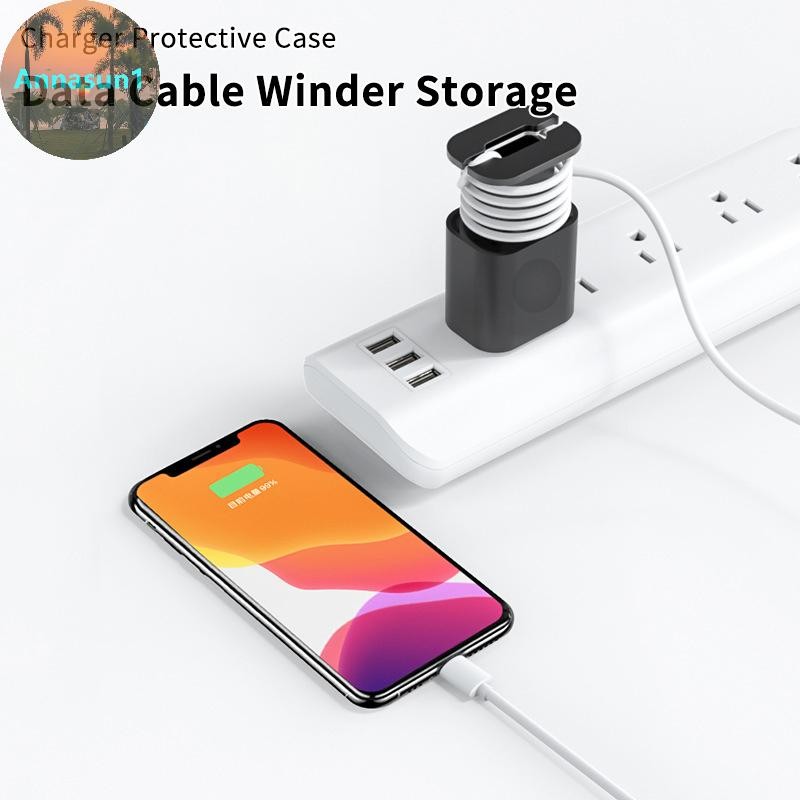 Annasun 2 ชิ้นซิลิโคน Charger Protector กรณีสายเคเบิลข้อมูล Winder สําหรับ IPhone 18 W/20 W Charger Protector ข้อมูลสายไขลานเก็บ TH
