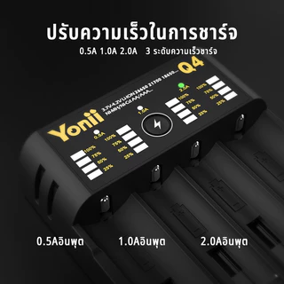 Yonii เครื่องชาร์จถ่าน 18650 3.6V/3.7V 26650 14500 21700 NIMH AA/AAA 1 ช่อง/2 ช่อง/4 ช่อง รางชาร์จถ่าน
