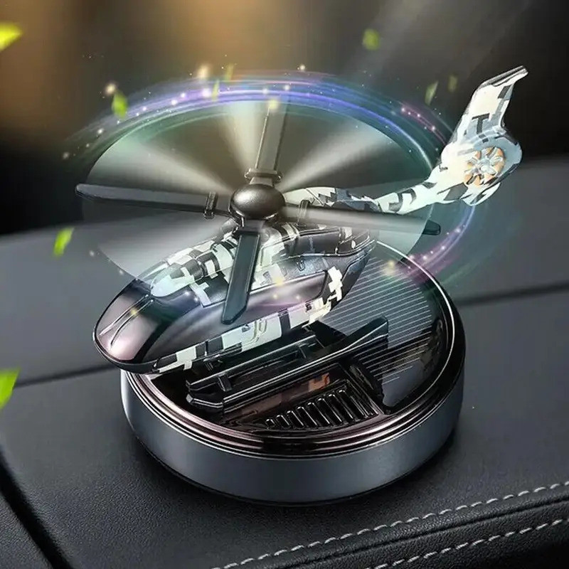 Car Helicopter Solar Rotating Perfume Diffuser Car Fragrance Decoration Car Air Freshener Ornaments 