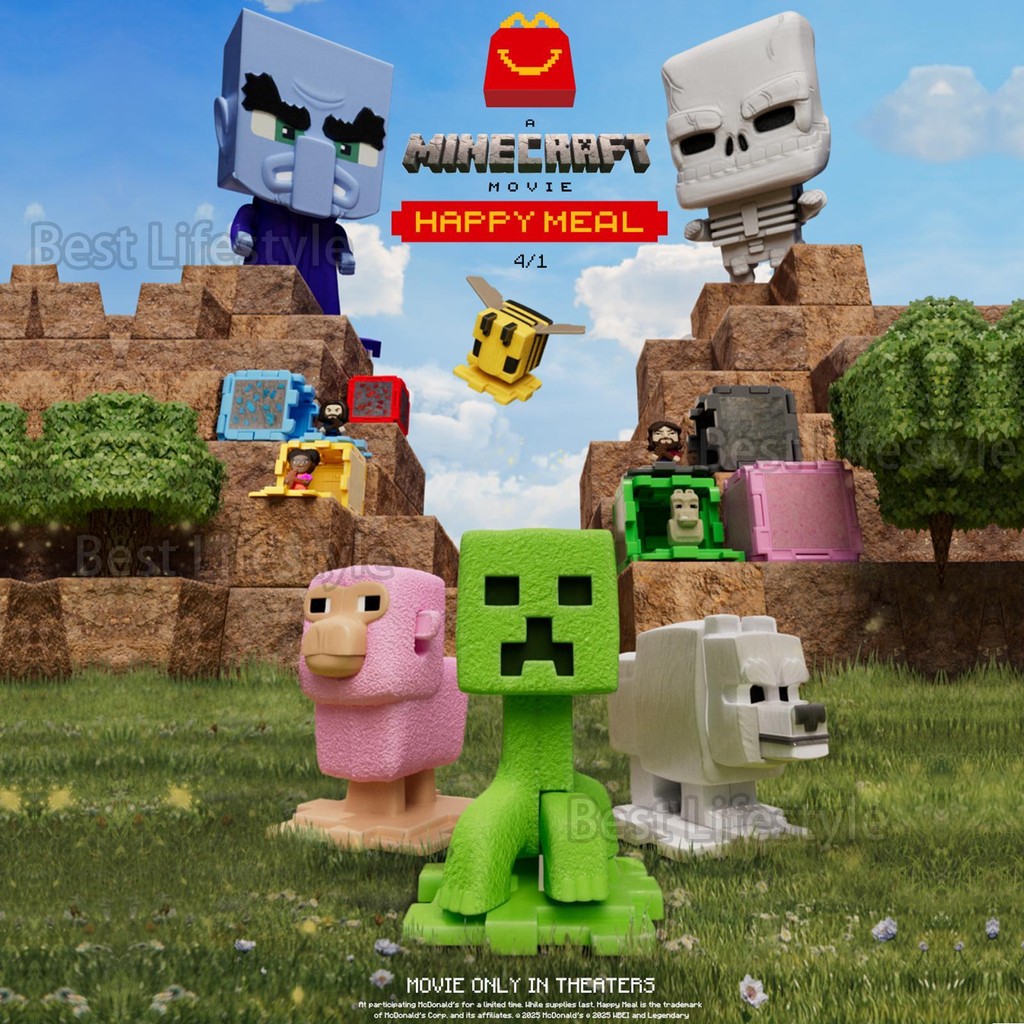 A Minecraft Movie Happy Meal Toy 2025  McDonald's ภาพยนตร์ Happy meal ของเล่นตัวละครบล็อกอาคารชุดตัวละครตัวเลขการกระทํา