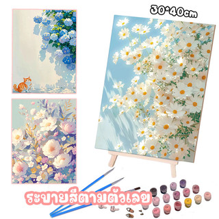 [พร้อมส่ง]🔥ชุดภาพวาด ระบายสีตามตัวเลข 30×40 ซม. DIY ขึงเฟรมไม้พร้อมอุปกรณ์ ฝึกสมาธิ ของขวัญ การฝึกสมาธิ