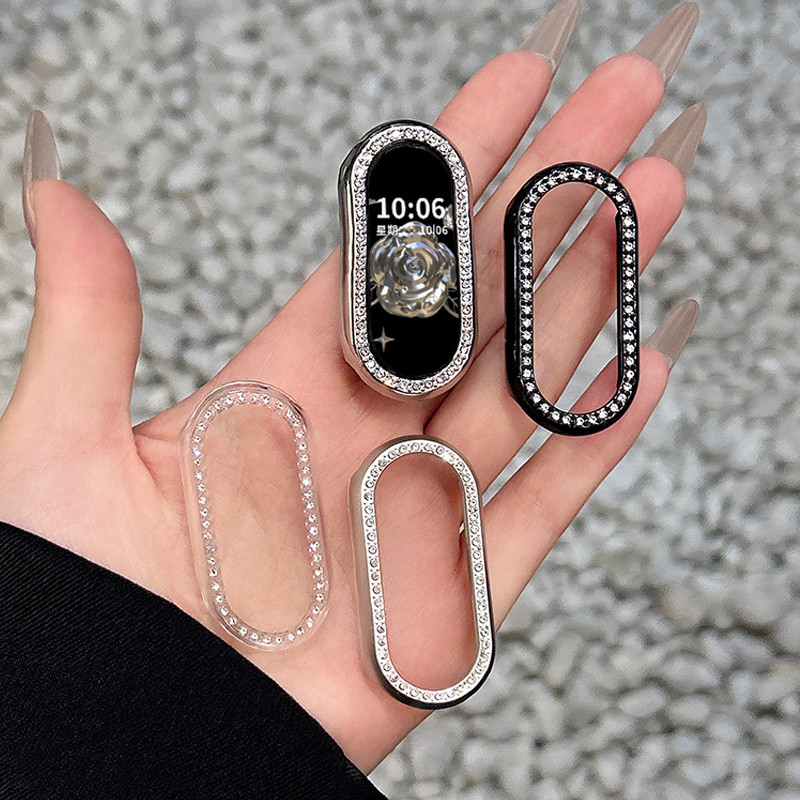 PC Hard Edge Diamond Encrusted case สําหรับ Xiaomi Mi Band 10 9 สมาร์ทสําหรับ Mi band 8 ฝาครอบเชลล์