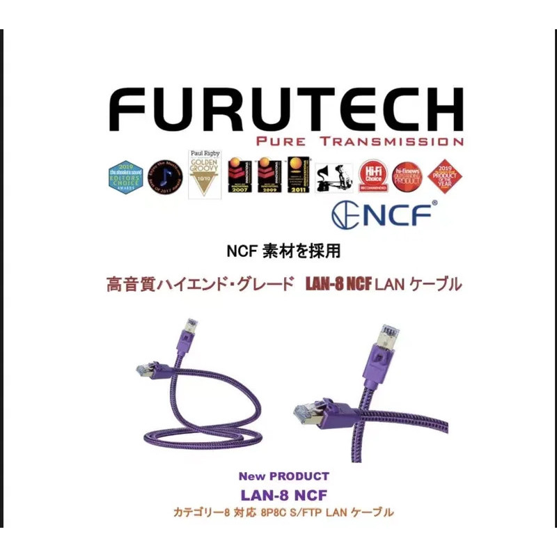 FURUTECH LAN-8 NCF สายอีเธอร์เน็ตญี่ปุ่นกล่องเดิมรวมสาย LAN เกรดเสียงระดับไฮเอนด์ที่ดีที่สุด Cat 8