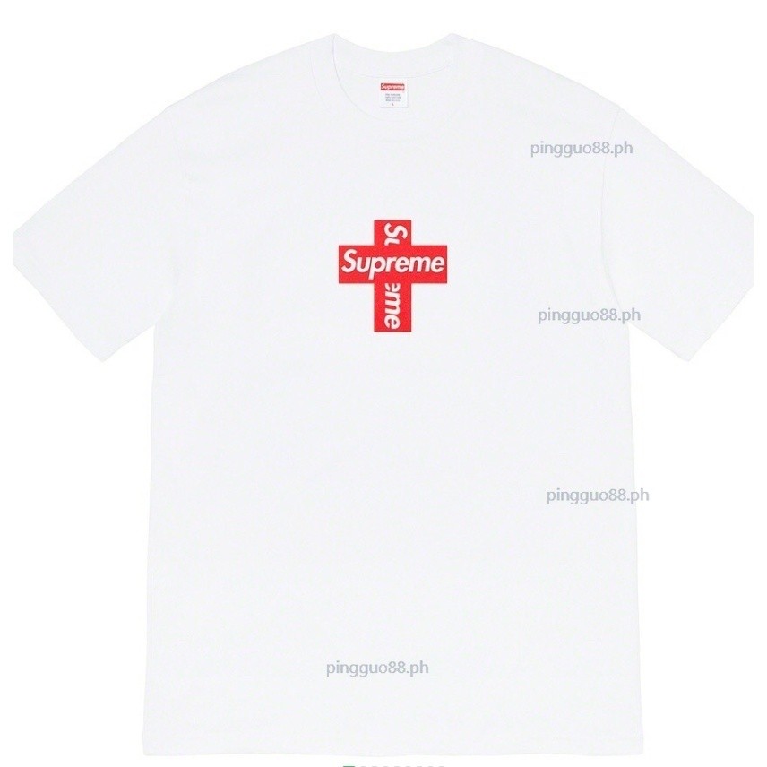 เสื้อยืดแขนสั้นโลโก้ข้าม เสื้อยืด ผ้าฝ้ายแท้สําหรับผู้ชาย-คุณภาพสูงตัวอักษรคลาสสิกข้ามพิมพ์แขนสั้นตัวอักษรเสื้อยืดคอกลมสําหรับผู้ชายและผ