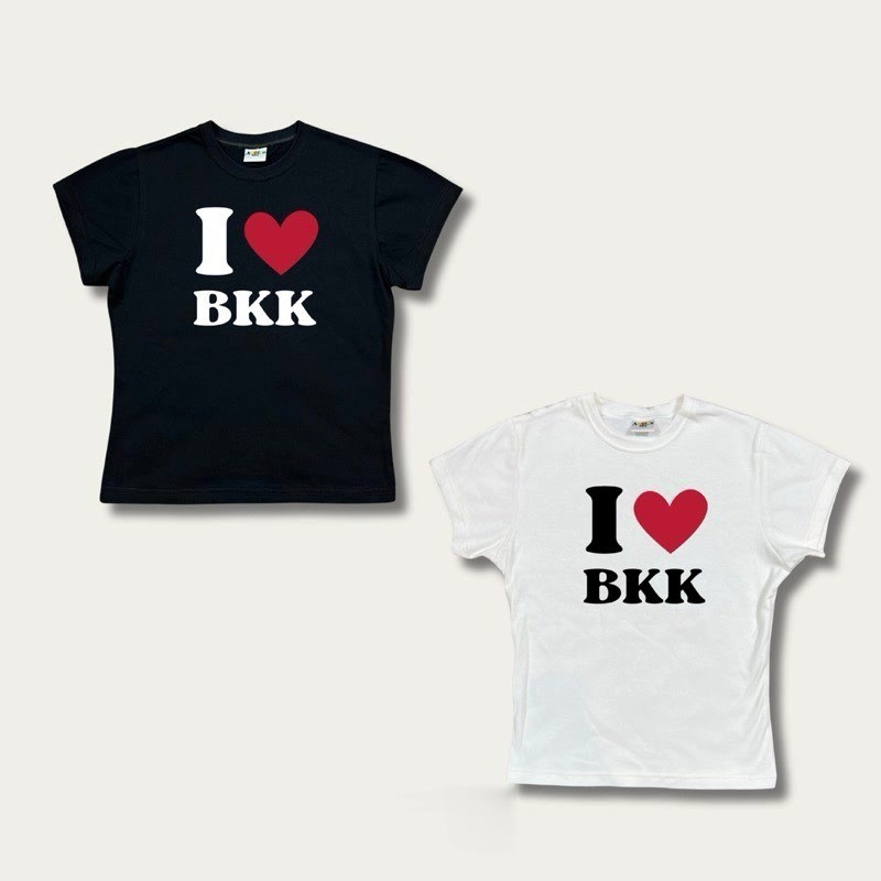 COD✅ (ส่งจากกรุงเทพ)BOOM Shop [พร้อมส่ง] เสื้อทรง BABY TEE I LOVE BKK cotton 100 S-XL
