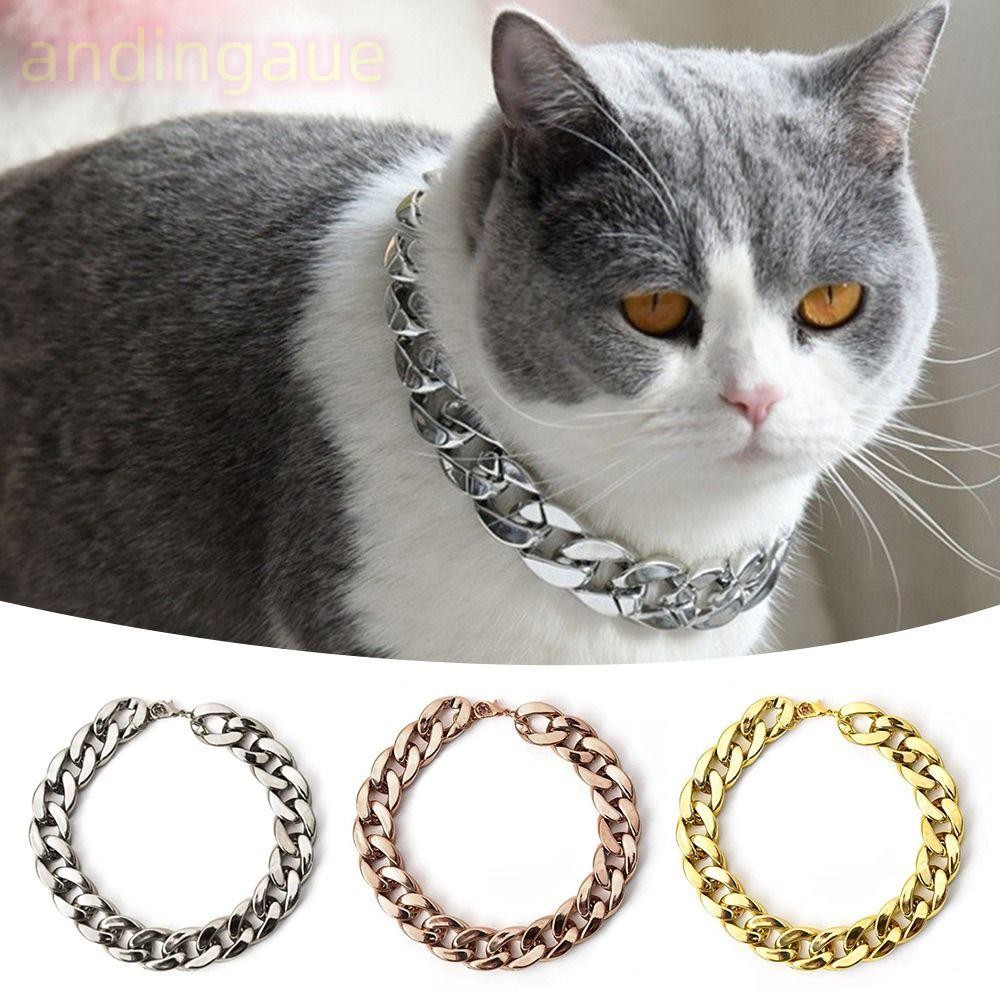 อันดา สร้อยคอสัตว์เลี้ยง,ปลอกคอโซ่แมวสุนัขสร้อยคอทองโซ่ปลอกคอสุนัข,แบบพกพาปรับอุปกรณ์เครื่องประดับสัตว์เลี้ยงแมวสุนัข