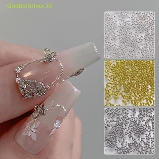 Goldensilver 0.4 มม.-3 มม.เงินสีขาวเล็บ Micro โลหะ Caviar ลูกปัดเล็บ 3D Rhinestone ตกแต่งเครื่องมือ TH