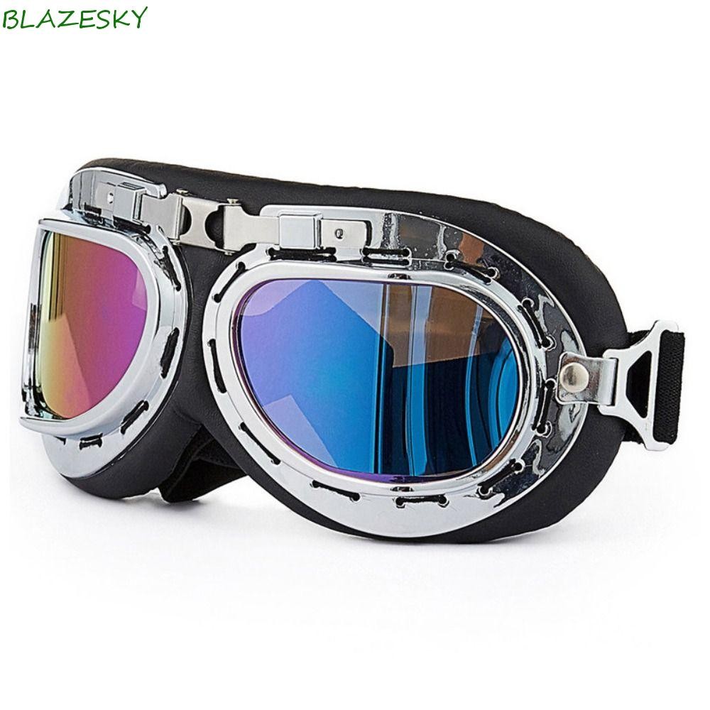 Blazesky แว่นตารถจักรยานยนต์กันลม Steampunk Retro แว่นตานักบินกันลม สําหรับหมวกกันน็อคและจักรยาน พร้อมสายรัดปรับได้