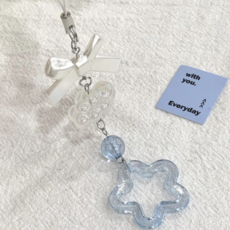 สีชมพูสีฟ้า Kawaii Y2K Star โทรศัพท์ Charms จี้น่ารักผีเสื้อลูกปัด Handmade ที่กําหนดเองสาวหวานพวงกุญแจสําหรับ iPhone 11 กล้องใหม่