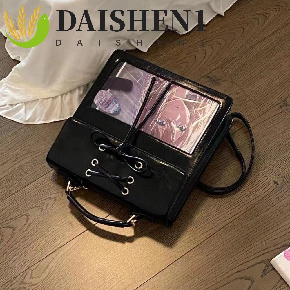 Daishen1 กระเป๋าโปร่งใส Itabag, ขนาดใหญ่ความจุโบว์อะนิเมะ Expo Ita กระเป๋า, Casual PU หนังกระเป๋าเป้สะพายหลัง Silver Badge กระเป๋าเก็บ JK