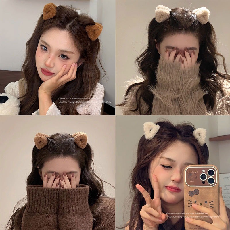 กิ๊บติดผมหูแมวน่ารักสไตล์เกาหลีสําหรับผู้หญิงคลิปหน้าม้าด้านข้างฤดูใบไม้ร่วงและฤดูหนาวตุ๊กตาคลิปฉลามขนาดเล็กเครื่องประดับผม