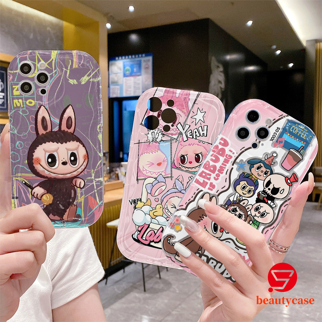 การ์ตูนการ์ตูน Happy Labubu นุ่มสําหรับ OPPO Reno 12 6z 8z 7z 8T 5Z 5 4 6 8 7 4G 5G A60 A3X A3 NFC A