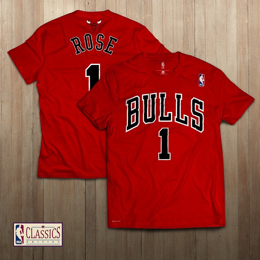 🔥ปกติ✨ ✨✨เสื้อยืด พิมพ์ลาย Nba Classic Edition Chicago Bulls Basketball No. 1 Derrick Rose 🔥