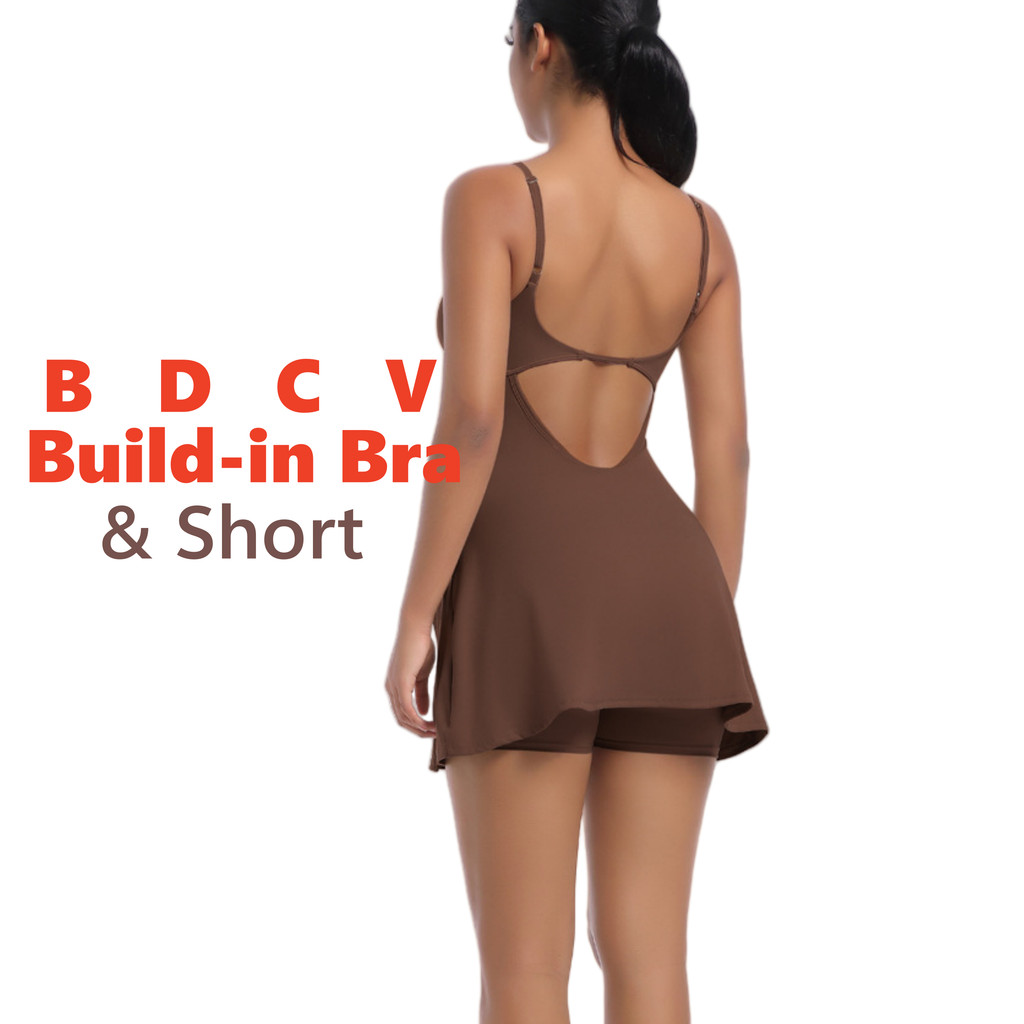 Bdcv กระโปรงเทนนิสผู้หญิง Build-in bra Breathable ชุดกอล์ฟกลางแจ้งความงามกลับสลิงโยคะเทนนิสกระโปรงผู้หญิง