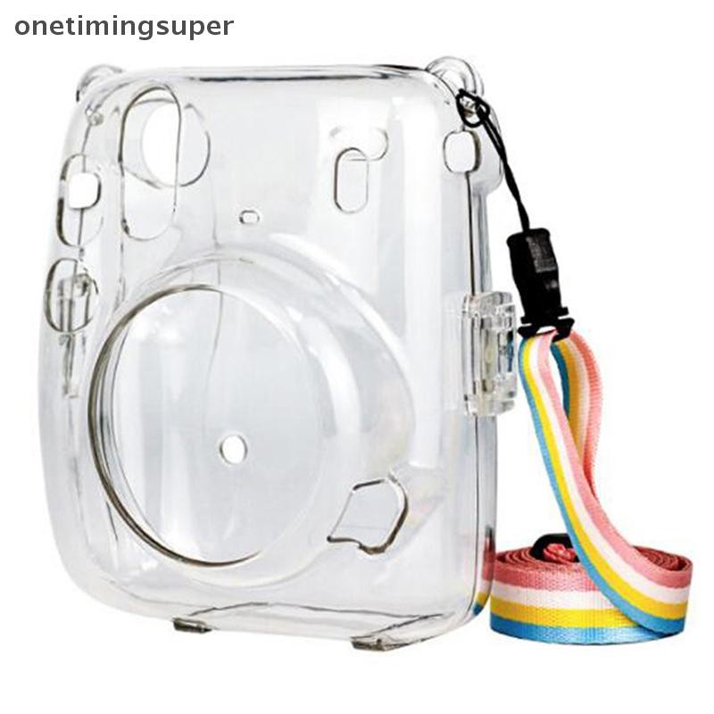 Onetimingsuper สําหรับ Instax Mini 11 กระเป๋ากล้องแบบพกพาโปร่งใสพร้อมสายคล้อง OTP